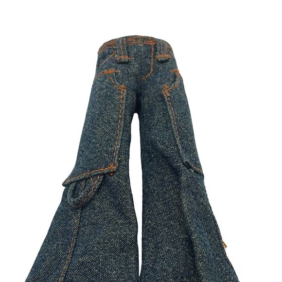 Bratz Boyz Doll Denim Blue Jeans Wide Bell Bottom SIde Pockets - Picture 2 of 6
